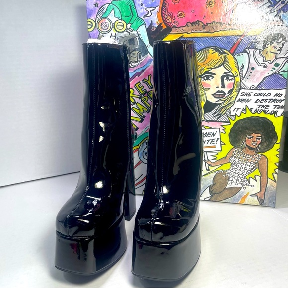 BNIB JEFFREY CAMPBELL WIDOW PATENT LEATHER PLATFORMS 6M - Picture 2 of 16